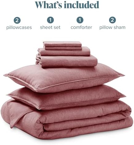 Bare Home Bed-in-A-Bag 7 Piece Set (Queen, Heathered Rosewood)