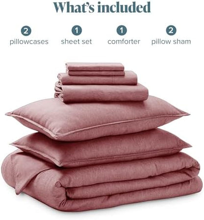Bare Home Bed-in-A-Bag 7 Piece Set (Queen, Heathered Rosewood)