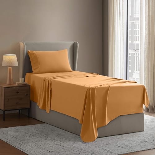 Nestl Twin Sheet Set - Bed Sheets - Light Orange - 3-Piece Deep Pocket