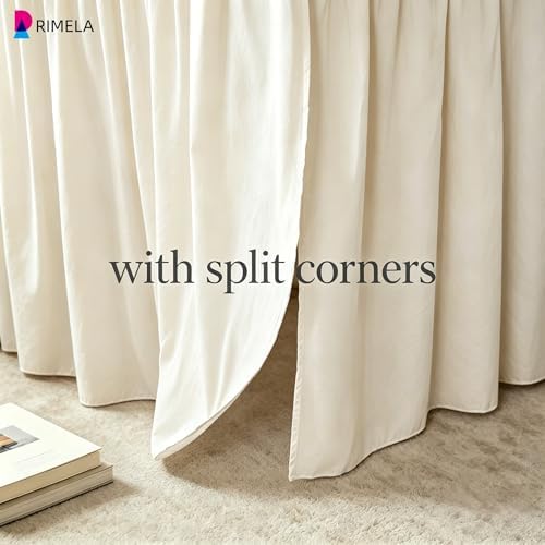 Dorm Room Bed Skirt Twin XL 22" Drop, College Split Corner Bedskirt, Beige