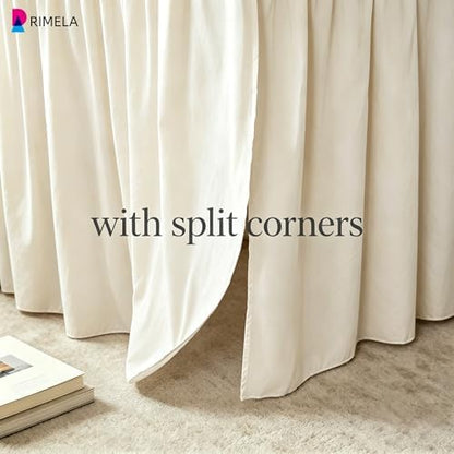 Dorm Room Bed Skirt Twin XL 42" Drop, College Split Corner Bedskirt, Beige