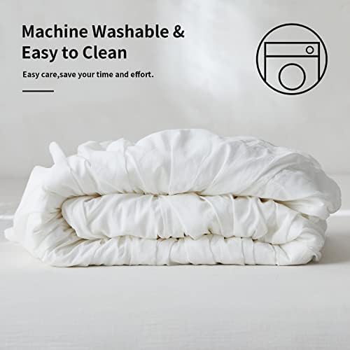BISELINA White Ruffled Bed Skirt 18-Inch Tailored Drop Cotton Voile Dust Ruffle Soft Cozy Elegant Luxurious Bedding (18" King, White)