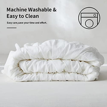 BISELINA White Ruffled Bed Skirt 18-Inch Tailored Drop Cotton Voile Dust Ruffle Soft Cozy Elegant Luxurious Bedding (18" King, White)