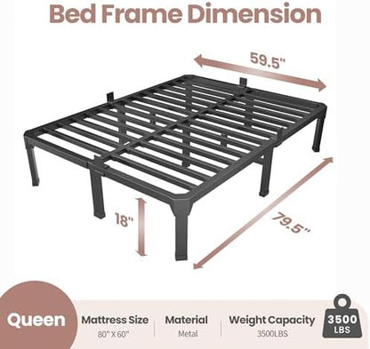 ROIL 18 Inch Queen Bed Frame Heavy Duty Support with 4 Mattress Baffles