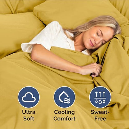 King Size 4 Piece Sheet Set - Ultra Soft & Cooling Bed Sheets - Mustard