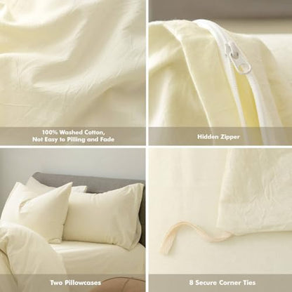 FOSSA Duvet Cover Set 100% Washed Cotton Linen Feel King