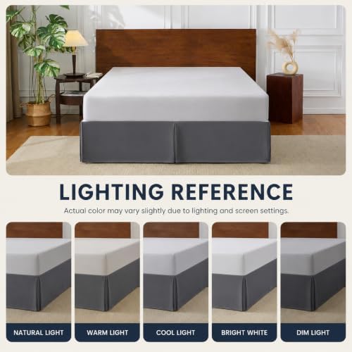 Cathay Home Twin Bed Skirt, 14" Drop Dust Ruffle, Charcoal Gray