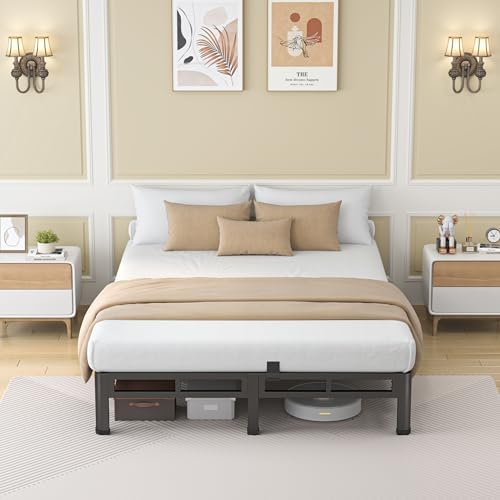 NKZ Metal Platform Bed Frame Queen Size, 7 Inch Dual-Layer Heavy Duty Base