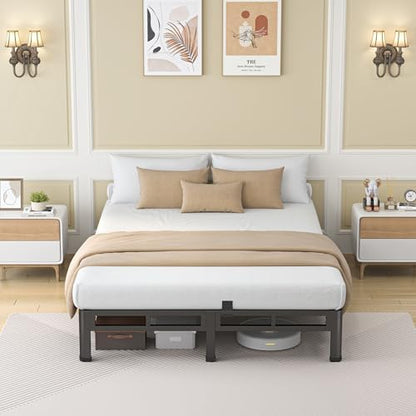 NKZ Metal Platform Bed Frame Queen Size, 7 Inch Dual-Layer Heavy Duty Base