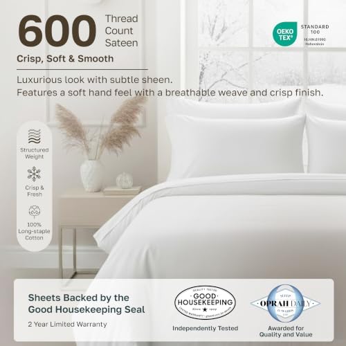 California Design Den 600 Thread Count Cotton King Size Sheets Set