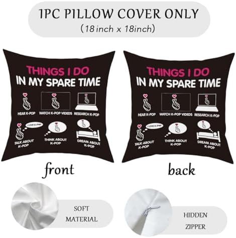 K-pop Decor, Just a Girl Who Loves K-pop Room Decor, Girls K-pop Gifts Rustic Anime Lovers Throw Pillow Covers for Living Room Home Girl Bedroom Decoration Gifts