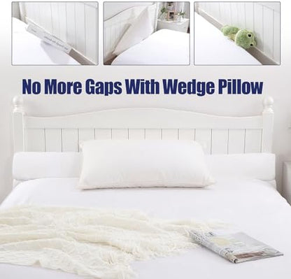 HOMBYS Wedge Pillow Headboard for Bed Gap,Foldable Bed Wedge Gap Filler Full Size,Matterss Gap Filler,Multi Functional Bed Crack Pillow, Fill The Gap (0-7") Between Your Headboard and Mattress,White