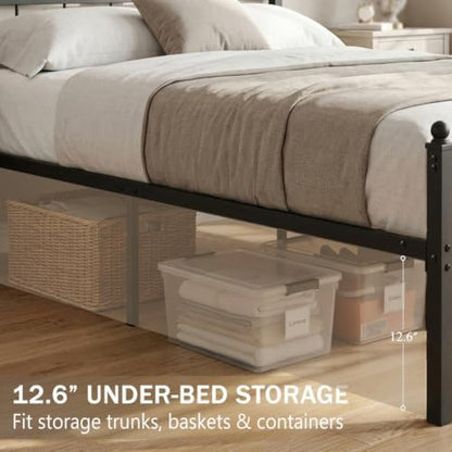 Twin Size Bed Frame with Headboard Footboard, Victorian Metal Platform Beds