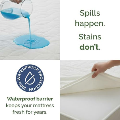 Waterproof Cooling Mattress Protector - Mattress Cover Cal King Size - Viscose Made From Bamboo - Soft, Breathable, Noiseless & Washable - Fitted Sheet Style & All Round Protection - (72" x 84") White