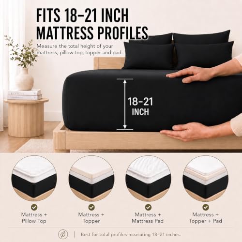 CozyLux Twin XL Sheet Set 4-Piece, 21-Inch Deep Pocket, Soft Brushed Feel