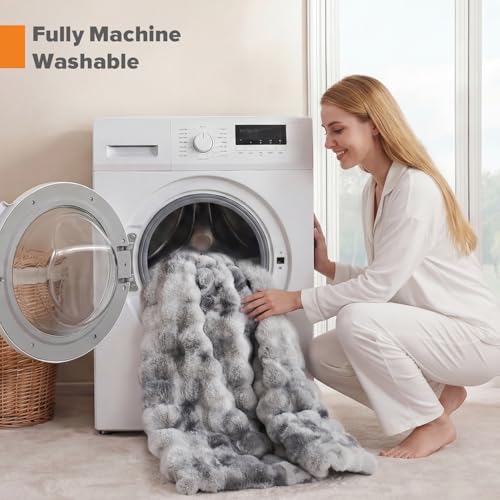 YIKUSH King Faux Fur Soft Comforter Set, Fluffy Rabbit FurBedding Set