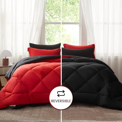 Anluoer Queen Comforter Set 7 Piece, Soft Bed in a Bag Queen Bedding Sets