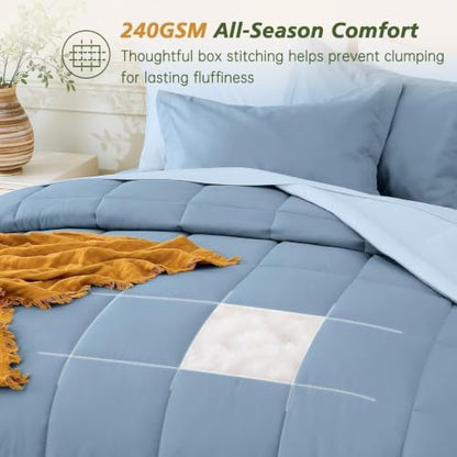 Twin XL Comforter Set with Sheets - 5 Pieces Bed in a Bag Blue Bedding Sets
