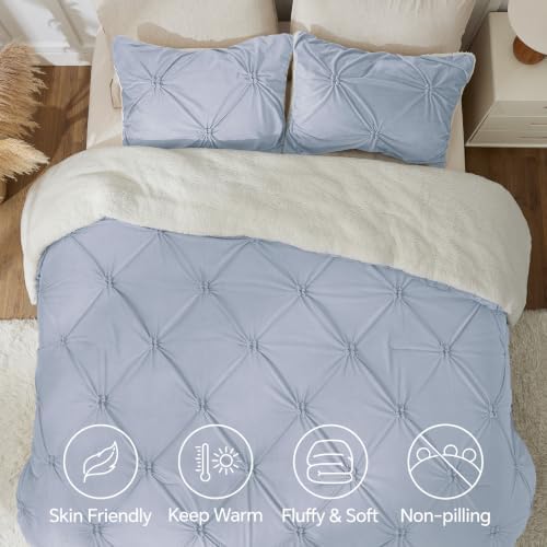 BEDELITE Fluffy Sherpa Twin Comforter Set,Pintuck-Lavender