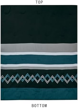 Chezmoi Collection 7-Piece Zigzag Embroidered Comforter Set, Full Size
