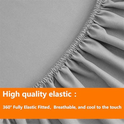 TAIMIT Grey Queen Size Comforter Set - 7 Pieces, Bed in a Bag Bedding Sets with All Season Soft Quilted Warm Fluffy Reversible Comforter,Flat Sheet,Fitted Sheet,2 Pillow Shams,2 Pillowcases,Gray