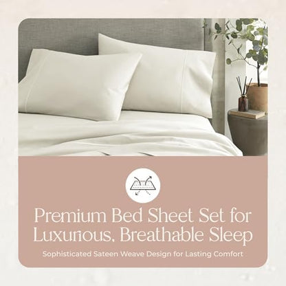 Whisper Organics 100% Organic Cotton Bed Sheets with Deep Pocket 4 Pc. Set