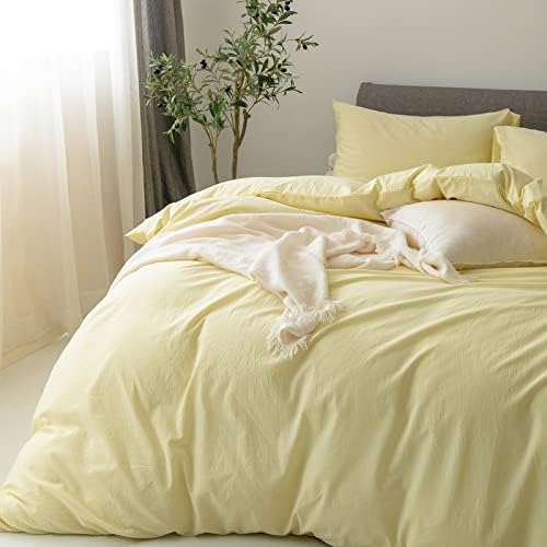 FOSSA Duvet Cover Set 100% Washed Cotton Linen Feel Super King