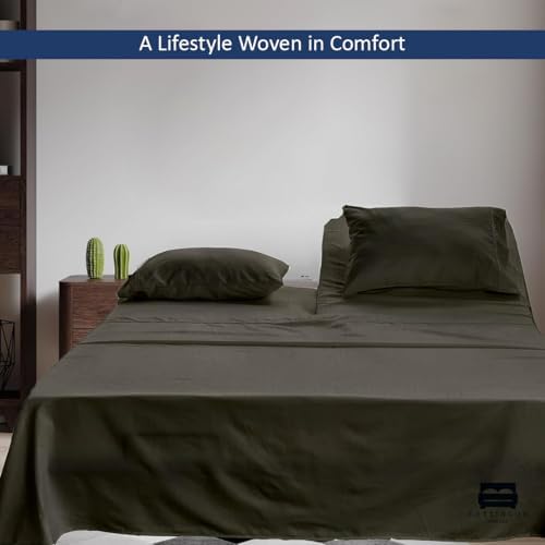 4 Piece Flex Head King Sheet Set 34" Top, 100% Egyptian Cotton, Dark Grey