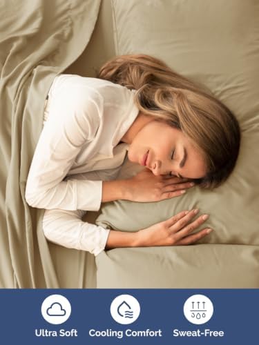 Extra Deep Pocket Cal King Size Sheet Set - Breathable & Cooling - Beige