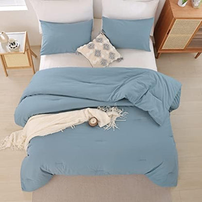 ROSGONIA Super King Plus Comforter, Dusty Blue, 128x120 Soft Bedding Quilt
