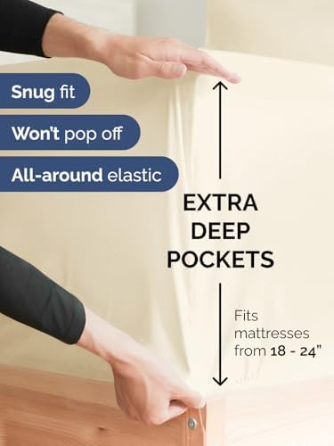 CGK Linens Deep Twin XL Fitted Sheet - Dorm Room Essentials - Off White