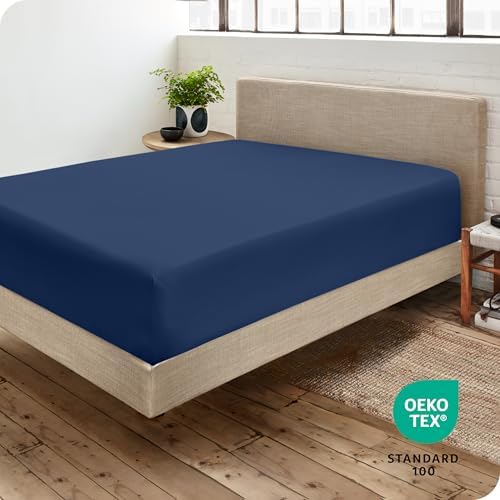 Bare Home King Fitted Sheet - 1800 Ultra-Soft (King, Dark Blue)