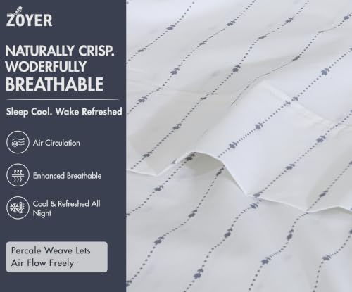ZOYER 100% Cotton Sheets – Twin XL Size Percale Bedding, Cooling & Breathable, Durable with a Crisp, Soft & Comfortable Feel, 16" Deep Pocket, 3-Piece Set, Doted Bud