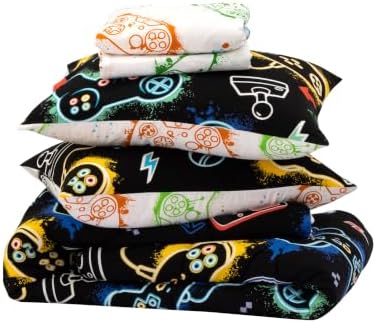 NTBED 5Pcs Glow in The Dark Kids Comforter Set Gaming Full Bedding Set