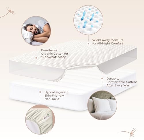 Whisper Organics 100% Cotton Organic Quilted Mattress Pad Protector