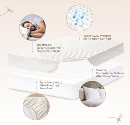 Whisper Organics 100% Cotton Organic Quilted Mattress Pad Protector
