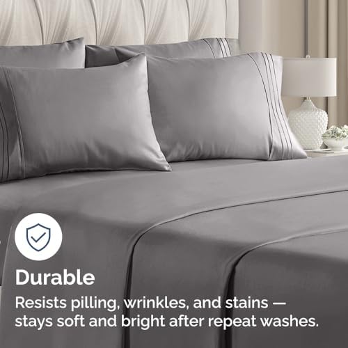 King Pillow Cases Set of 6 - Ultra Soft Cozy Pillowcase Covers - Dark Grey