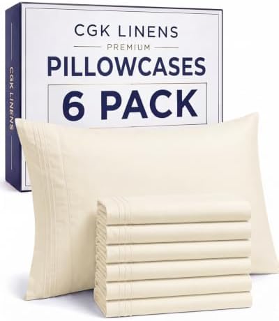 Standard Pillow Cases Set of 6 - Ultra Soft Pillowcase Covers - Off White