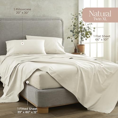 Whisper Organics 100% Organic Cotton Bed Sheets with Deep Pocket 3 Pc. Set