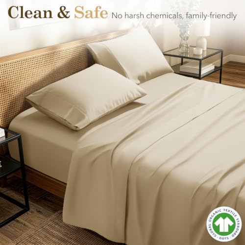 SONORO KATE 600 Thread Count 100% Organic Cotton Queen Size Sheet Set