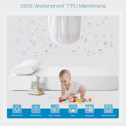 GRT 10 Pack 100% Waterproof Mattress Protector Twin Size, Breathable & Noiseless Waterproof Mattress Cover Fitted Deep Pocket from 5" to 19", Smooth Washable Twin Bed Protector - Vinyl Free
