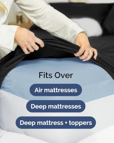 CGK Linens 2 Pack Extra Deep King Fitted Sheets - Black