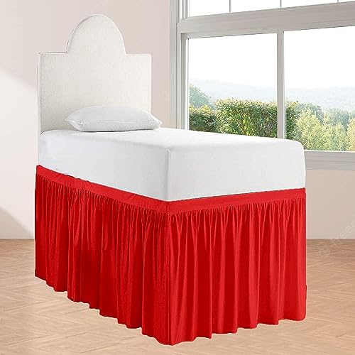 Crown Collection 30 Inch Drop Twin XL Size Dorm Bed Solid Bed Skirt Stylish Ruffled Pattern Split Corner Easy Fit Easy Care Fade & Wrinkle Resistant- Micorfiber Fit