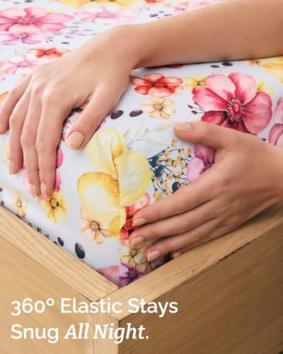Full 4 Piece Floral Sheet Set - Soft, Breathable & Cooling - Sunset Blossom