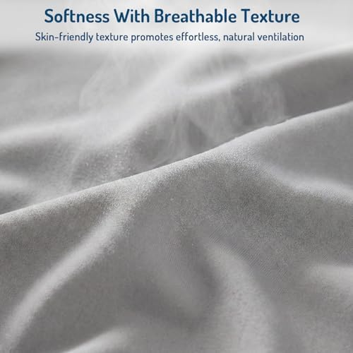 Coolmax® Cooling Sheets for Hot Sleepers, Queen Size, Light Grey