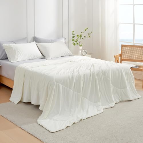 Cozy Bliss Cooling Comforter King XL Size, Cooling Blankets for Hot Sleepers and Night Sweats, Cream Summer Comforter for King XL Bed, Breathable Soft Lightweight Silk Smooth