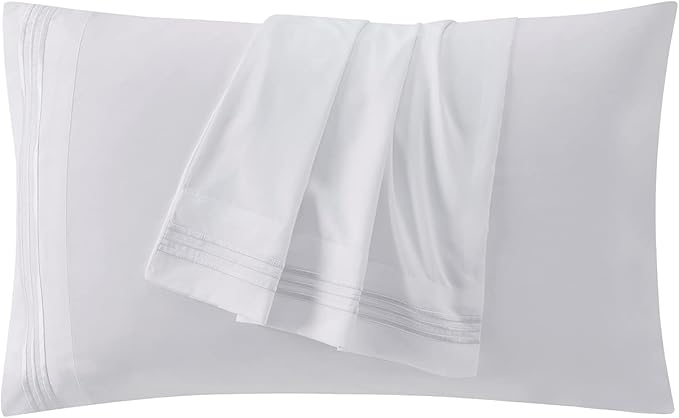 Clara Clark Bed Sheets, Premier 1800 Series 4 Piece Bed Sheet Set, Deep Pocket, Wrinkle, Fade, Stain Resistant, Luxury Soft Bedding Sheets & Pillowcases, California King, White