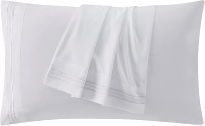 Clara Clark Bed Sheets, Premier 1800 Series 4 Piece Bed Sheet Set, Deep Pocket, Wrinkle, Fade, Stain Resistant, Luxury Soft Bedding Sheets & Pillowcases, California King, White