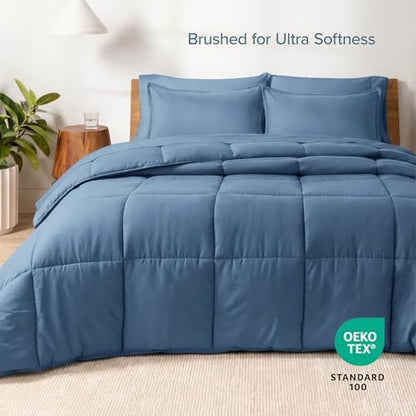 Bare Home Bed-in-A-Bag 5 Piece Comforter & Sheet Set - Twin XL - Goose Down Alternative - Ultra-Soft 1800 Premium Bed Set (Twin XL, Coronet Blue/Coronet Blue)