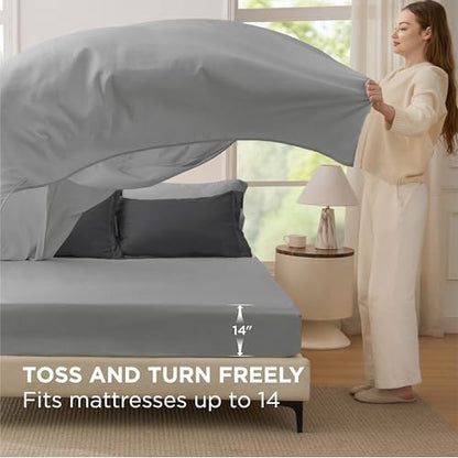 Bedsure Queen Bed in a Bag Dark Grey Comforter Set Dual-Tone 7 Pieces